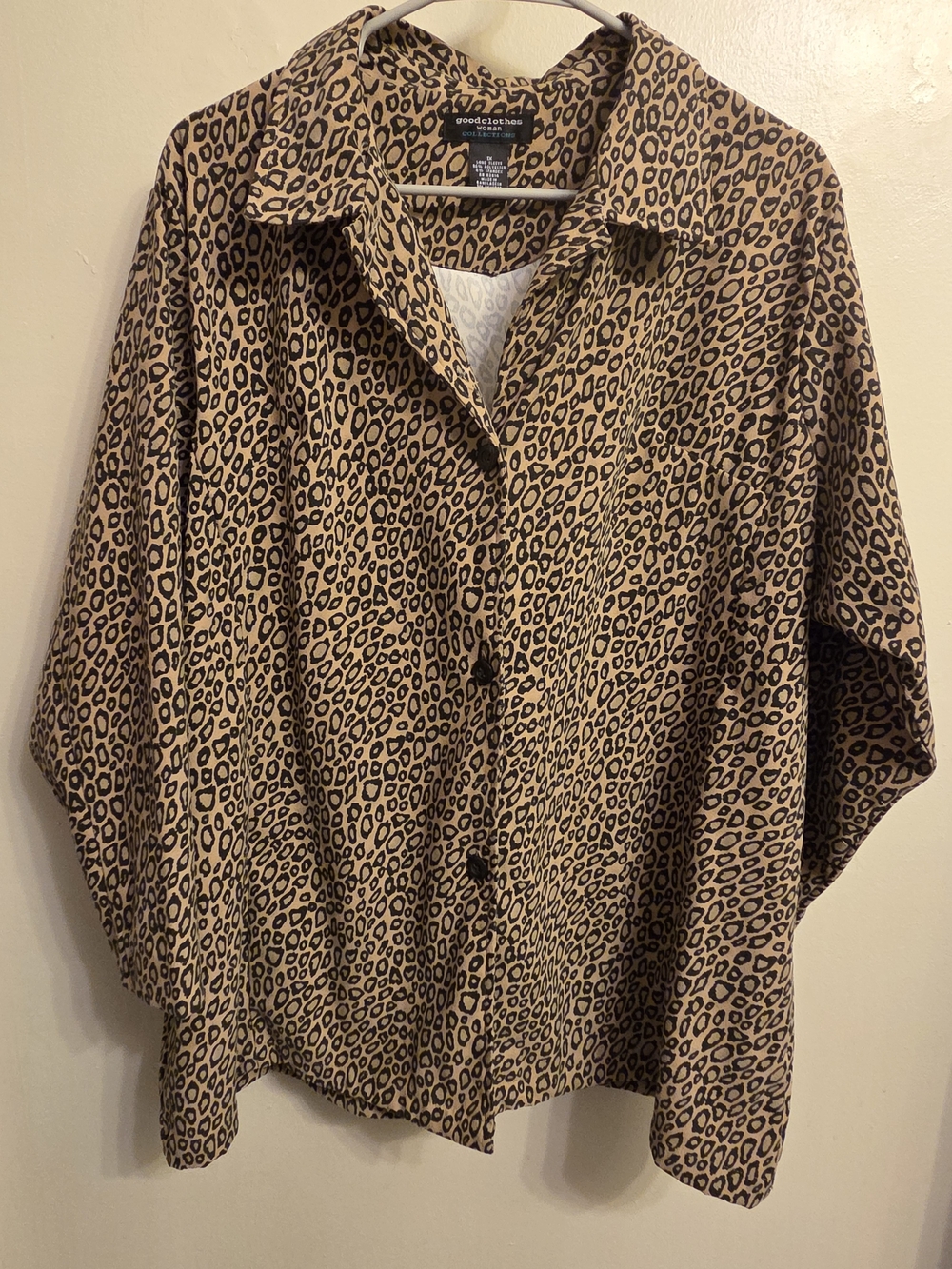 Goodclothes Plus Size 1X Leopard Animal Print Lightweight Shacket Top CareerWear